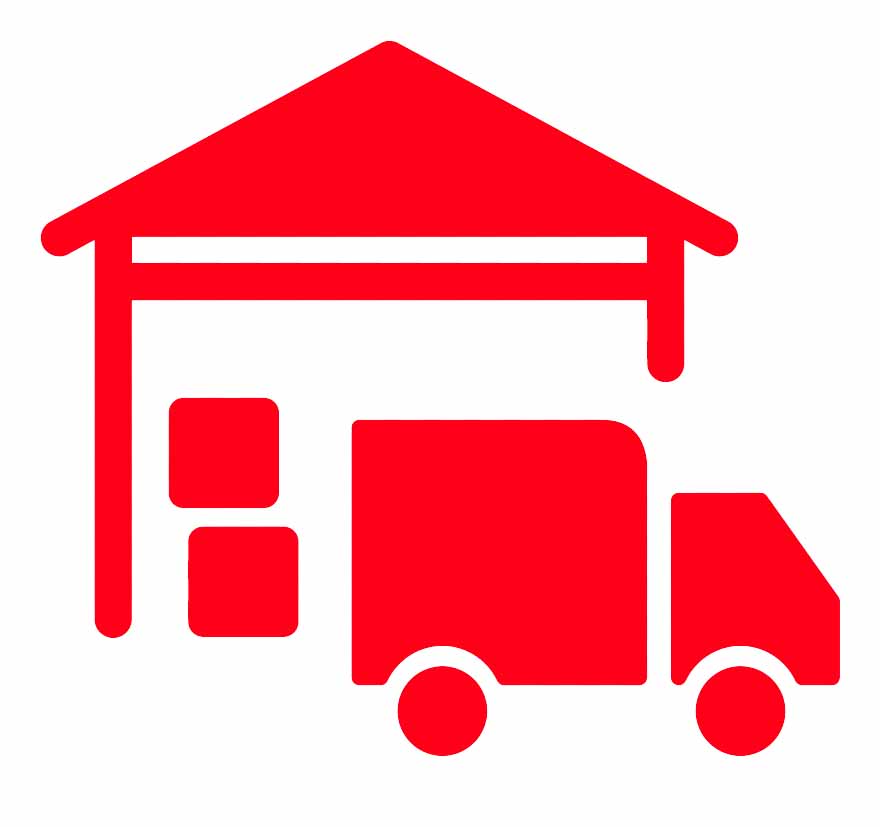 Vector image of warehouse with truck